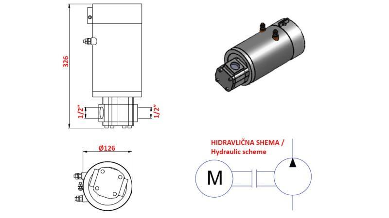 HIDRAVLIČNI SKLOP ČRPALKE GR.1 ELEKTRO MOTOR 12V 3kW